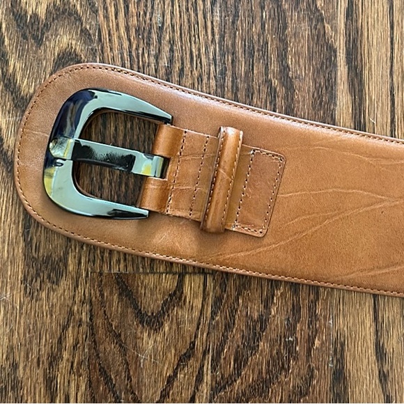 Veronika Maine Brown Leather Wide Belt Size M NEW - Picture 14 of 15